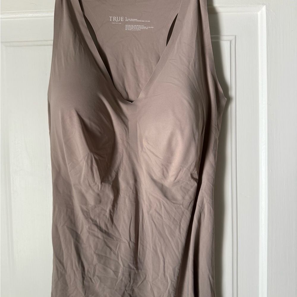 True & Co. Tan Fitted Sleeveless Tank Top